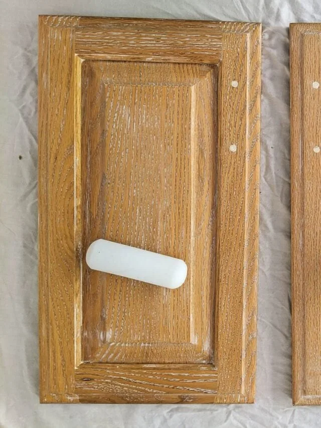 paint roller on cabinets