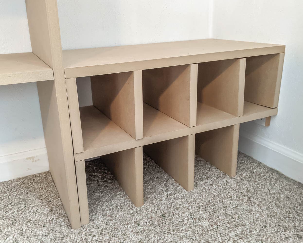 DIY shoe cubbies made from mdf.