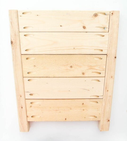 one side of diy wooden planter box.