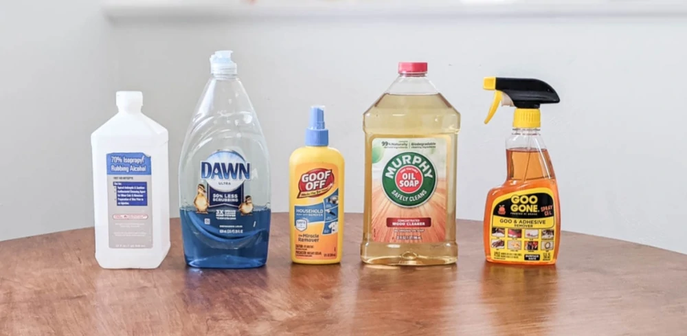 stencil cleaners to test - alcohol, dawn dishsoap, goof off, murphy oil soap, goo gone.