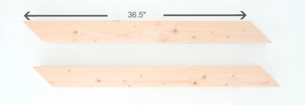 Two 4"x4" boards cut at 36.5" long with 45 degree parallel angled cuts.