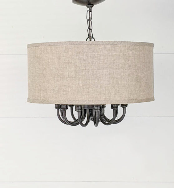 How To Completely Transform An Ugly Light Fixture Lovely Etc Transform An Ugly Light Fixture, Drum Shade Chandelier Brass