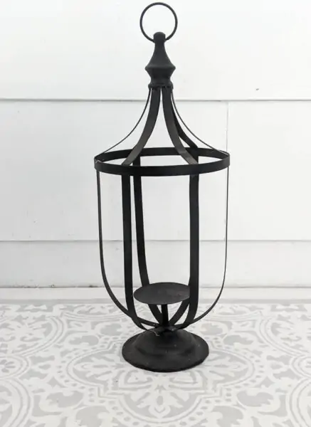 black metal candle lantern before paint