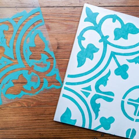 diy stencil in aqua