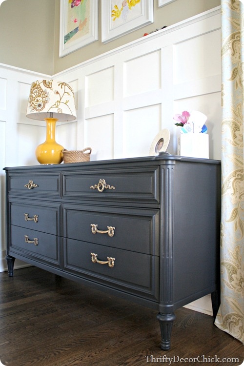 51 Painted Dresser Ideas For Dressers, Grey Painted Dresser With Black Handles