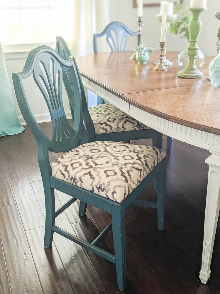 How To Reupholster Dining Chairs And, Blue Patterned Dining Room Chairs
