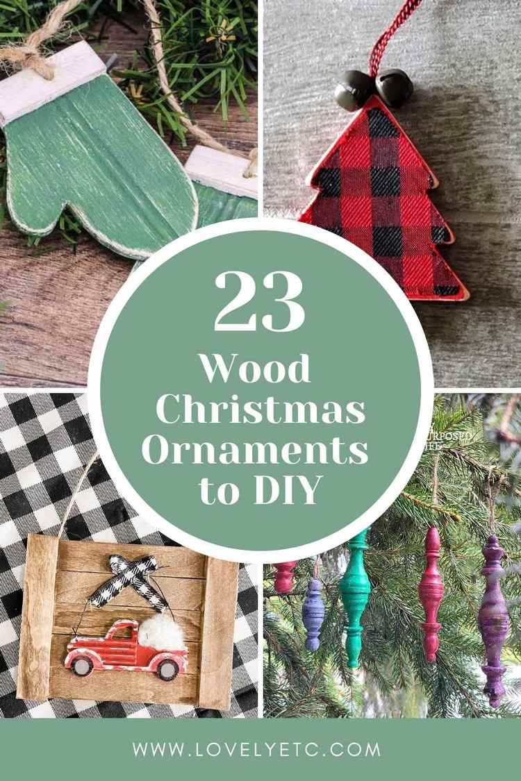 wood Christmas ornaments pin with text overlay