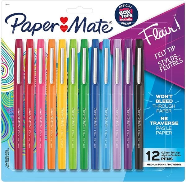 multi color pack of Flair pens.