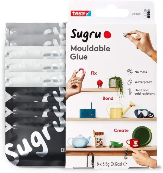 pack of gray, white, and black sugru.