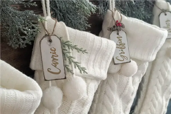 diy painted wood stocking name tags.