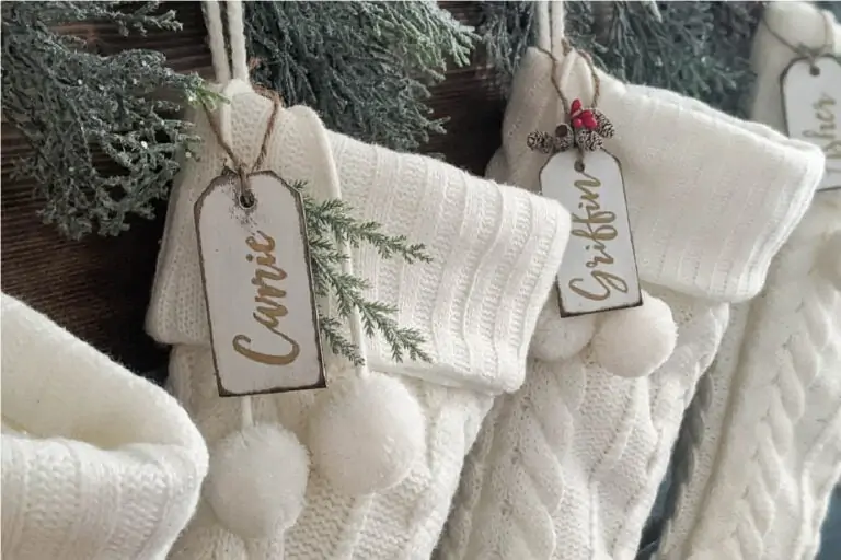 diy painted wood stocking name tags.