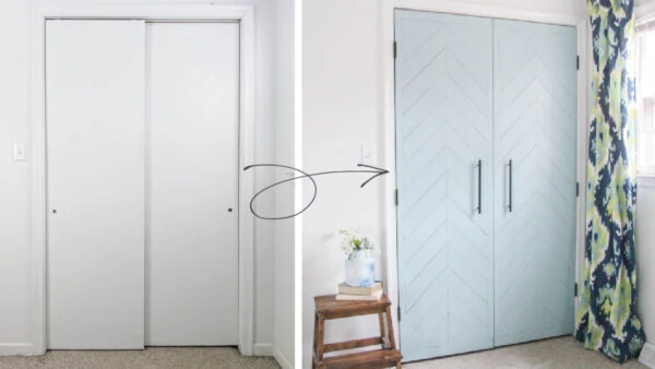 sliding closet doors before and after makeover.