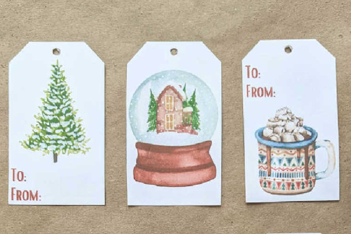 Christmas Gift Tag, Christmas Present Gift Tag, Watercolor Christmas Gift  Tag, Personalized Christmas Gift Tags, Watercolor Christmas Gift 