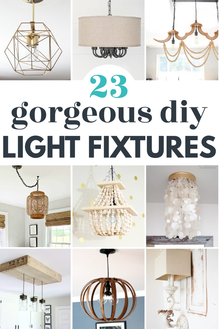 collage of diy light fixtures