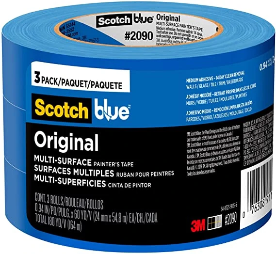ScotchBlue Original Multi-Surface Painter’s Tape, 0.94 inch x 60 yard, 3 Rolls