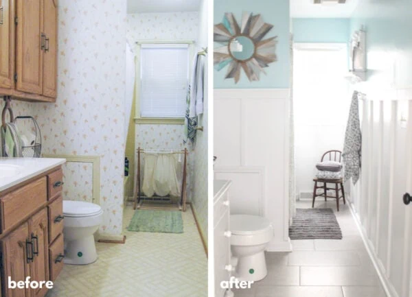 hall bath before and after.