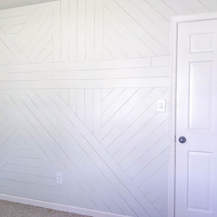 wood accent wall in white