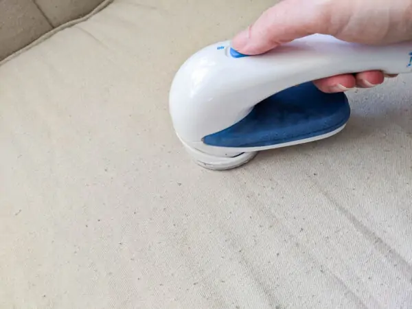 using a fabric shaver to remove fuzz from upholstery