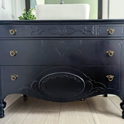 Dresser Vanity Makeover: A Huge Transformation with Paint and Hardware