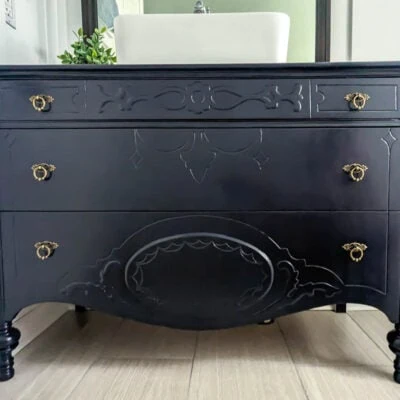 Dresser Vanity Makeover: A Huge Transformation with Paint and Hardware
