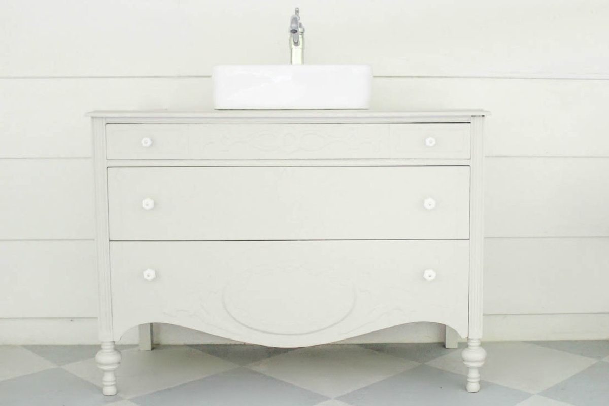 How my Antique Dresser Bathroom Vanity is Holding Up 7 Years Later