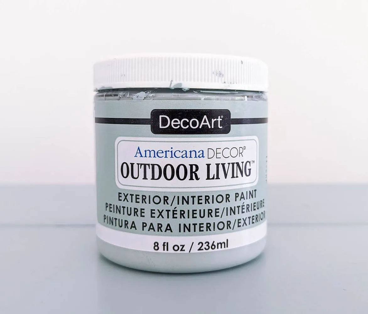 jar of americana decor outdoor living paint in frosted glass.