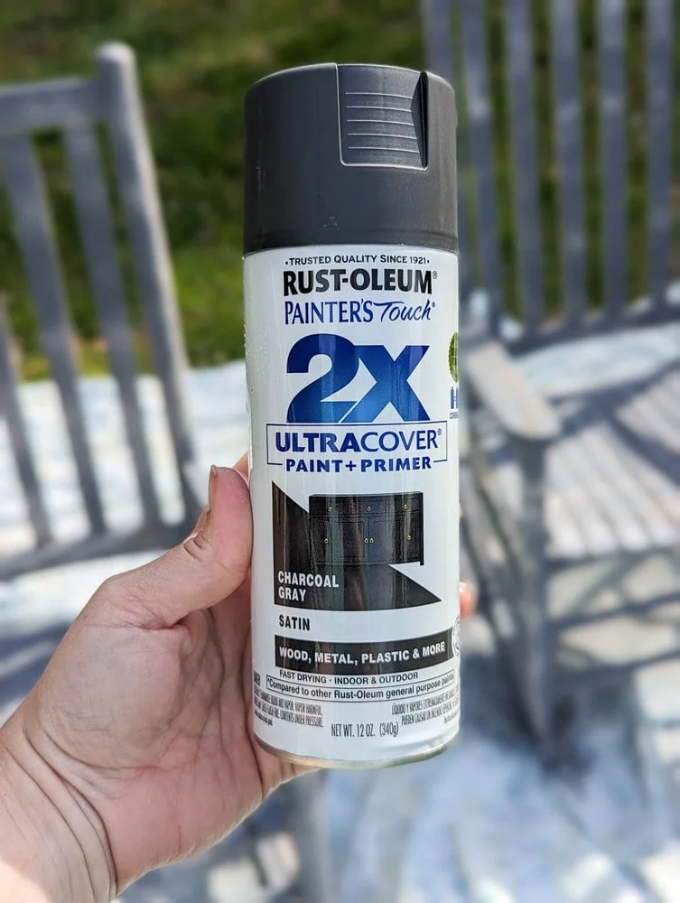 Rustoleum Painter's Touch Spray paint in charcoal gray.