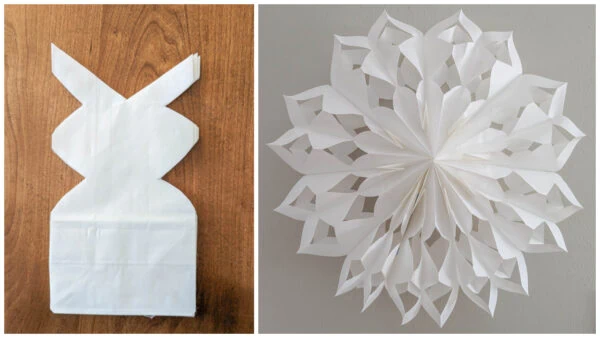 More simple paper bag snowflake pattern.