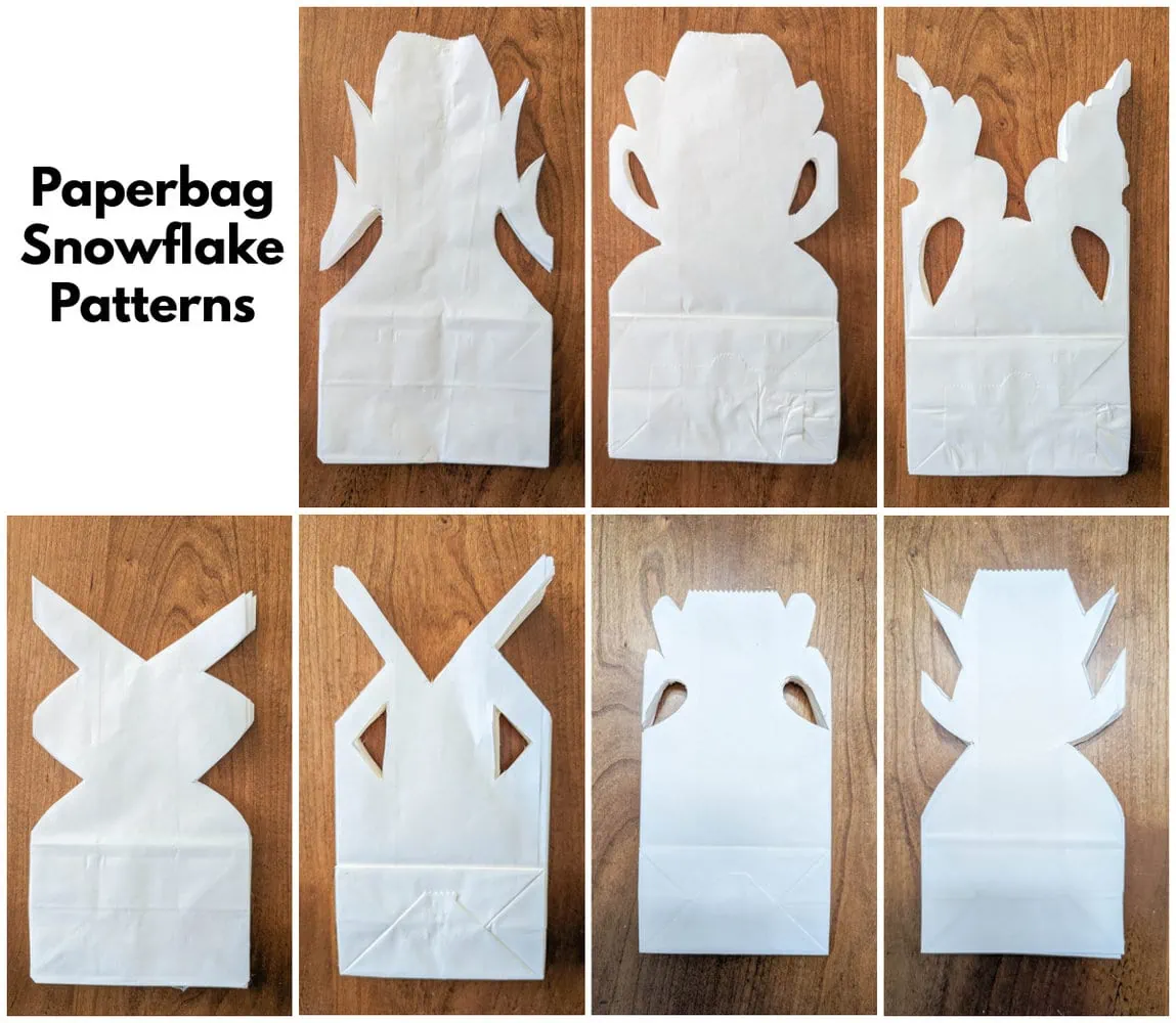 paper bag snowflake patterns.