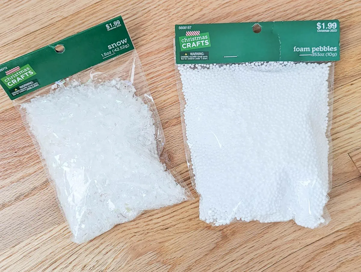 two types of fake snow.