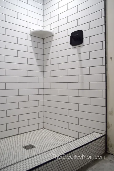 tiled shower stall