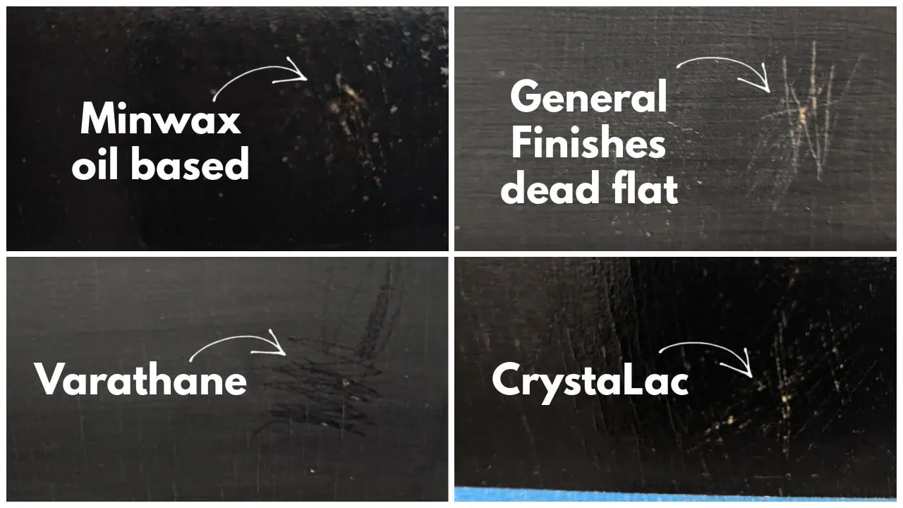 four different sealers that were scratched with a screwdriver.