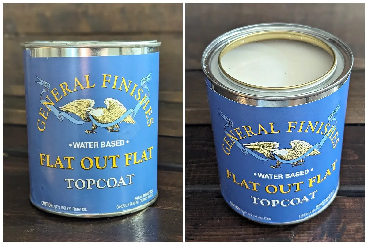can of General Finishes flat out flat top coat.