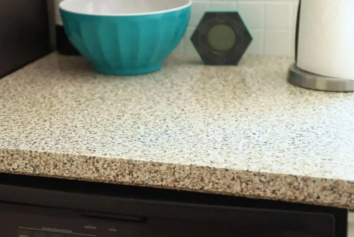 countertop update with granite contact paper.