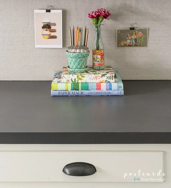 solid gray painted countertop.