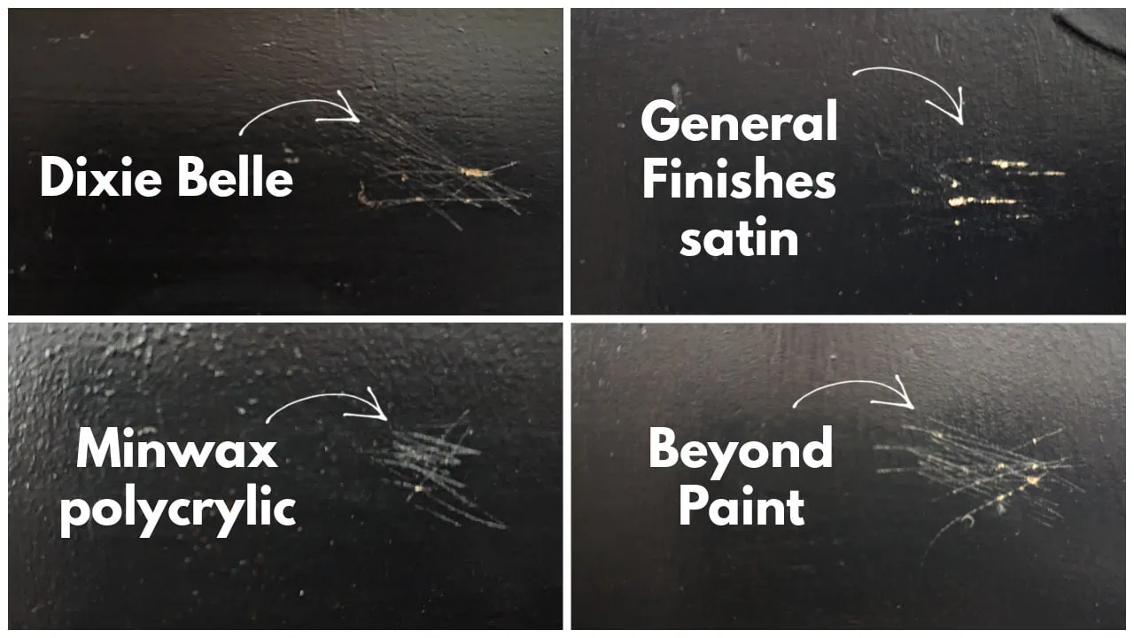 four different sealers that were scratched with a screwdriver.