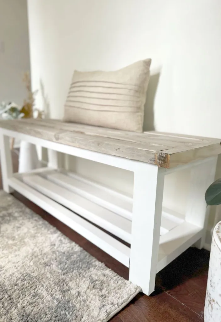 painted and stained bench