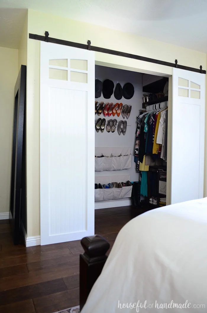 sliding barn doors as closet doors.