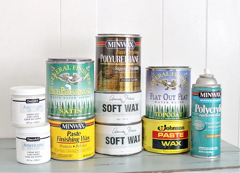 a variety of furniture sealers including water-based top coats, furniture waxes, and oil-based polyurethane.
