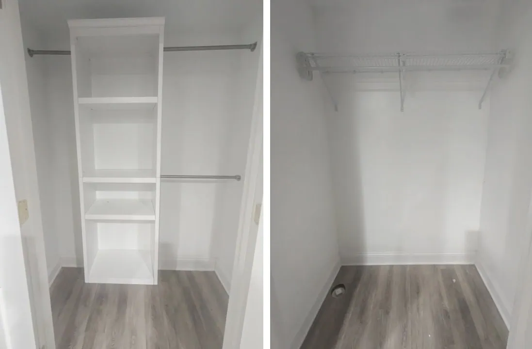 two closets before diy closet shelves.