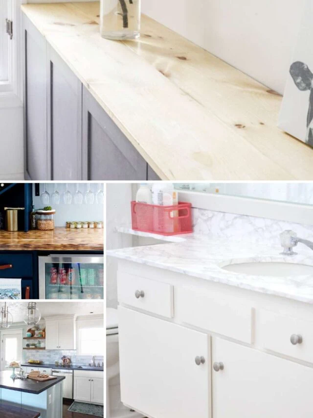 collage with 4 diy countertops