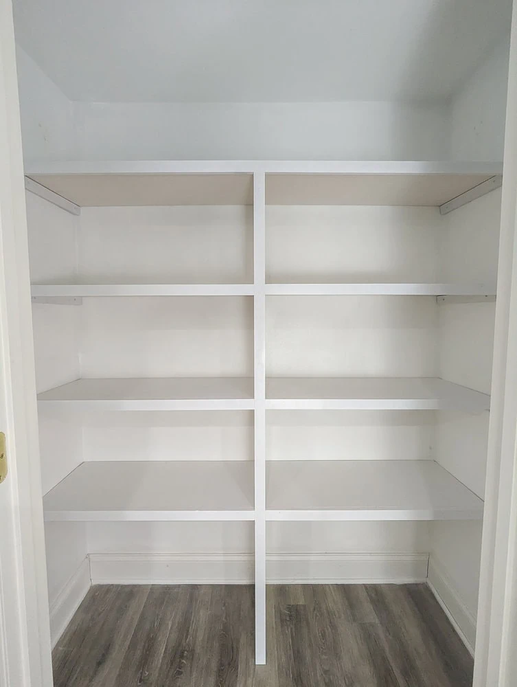 finished diy closet shelves.