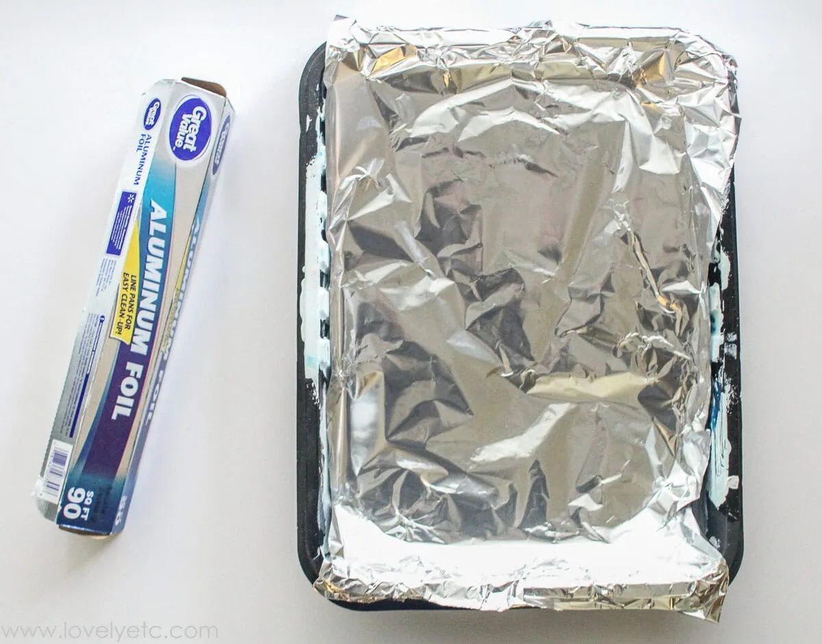 paint tray lined with aluminum foil.