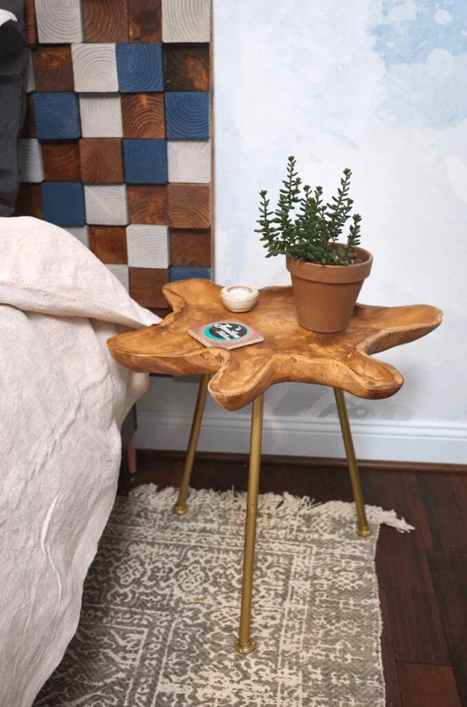 wood block headboard multi-color