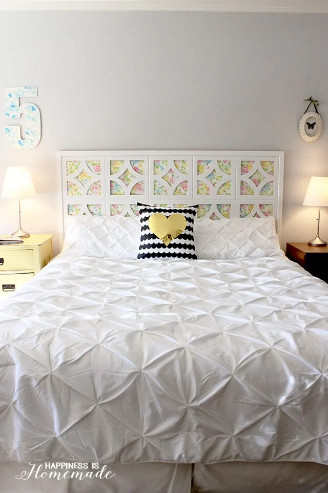 vintage sheet headboard 
