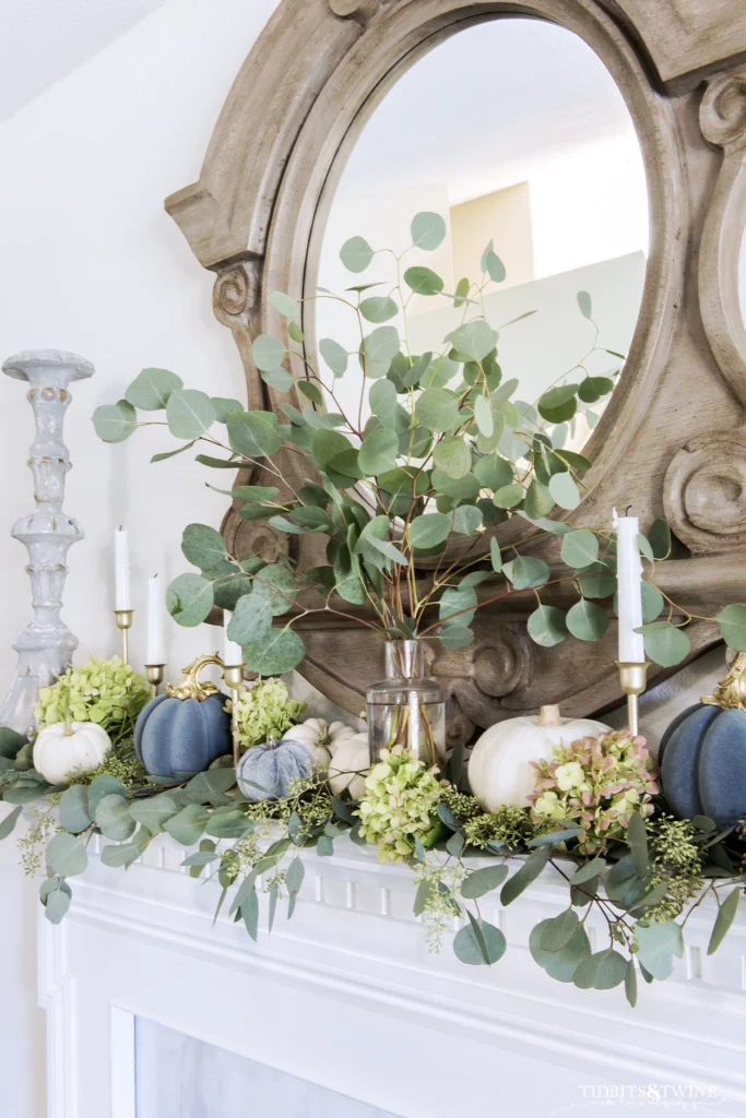 French country style fall mantel decor