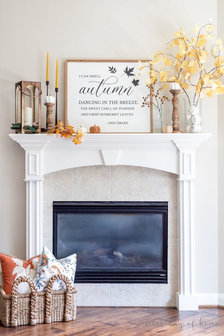 farmhouse style fall mantel