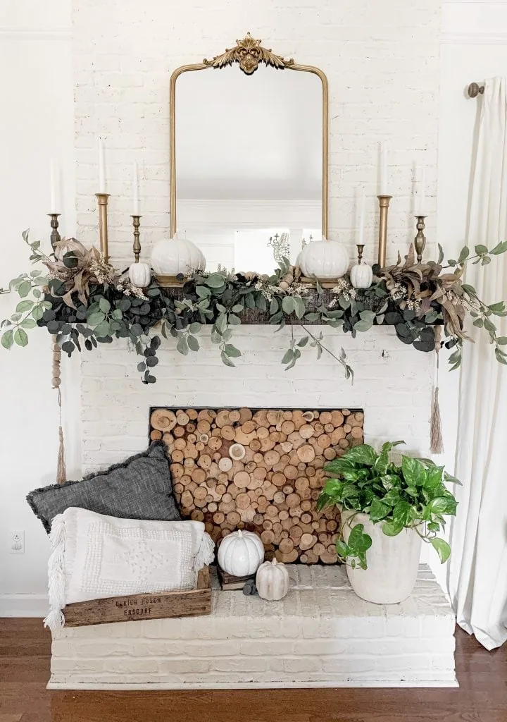 fall mantel with anthropologie inspired mirror
