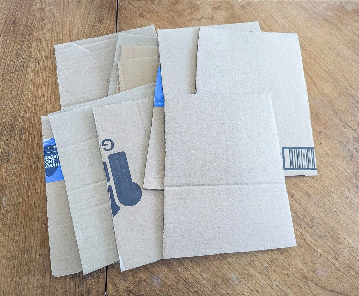 pile of cardboard pieces.