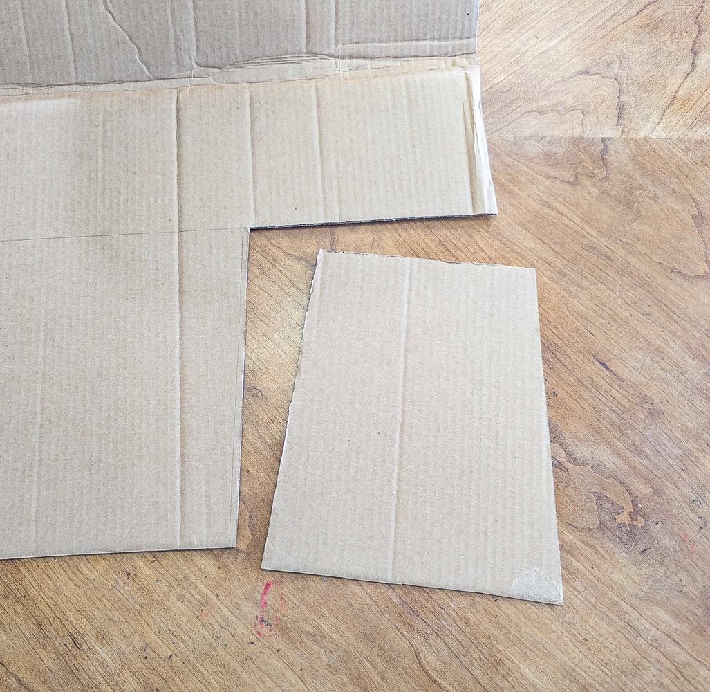 cutting cardboard template.